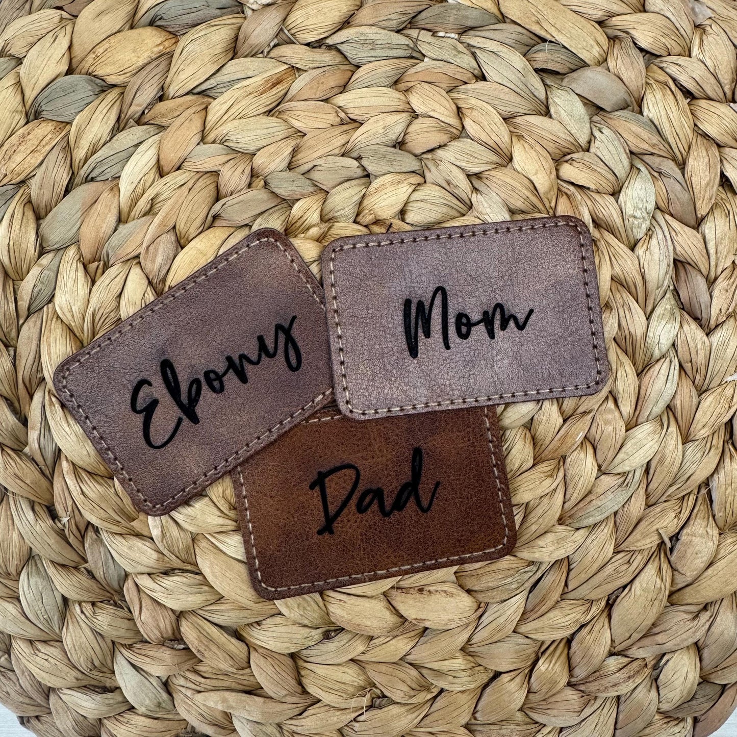 Faux Leather Personalized Name Patch, Personalized Leather Patch, Custom Iron-on Leather patch, Custom Engraved Leather Patch, Name Patch