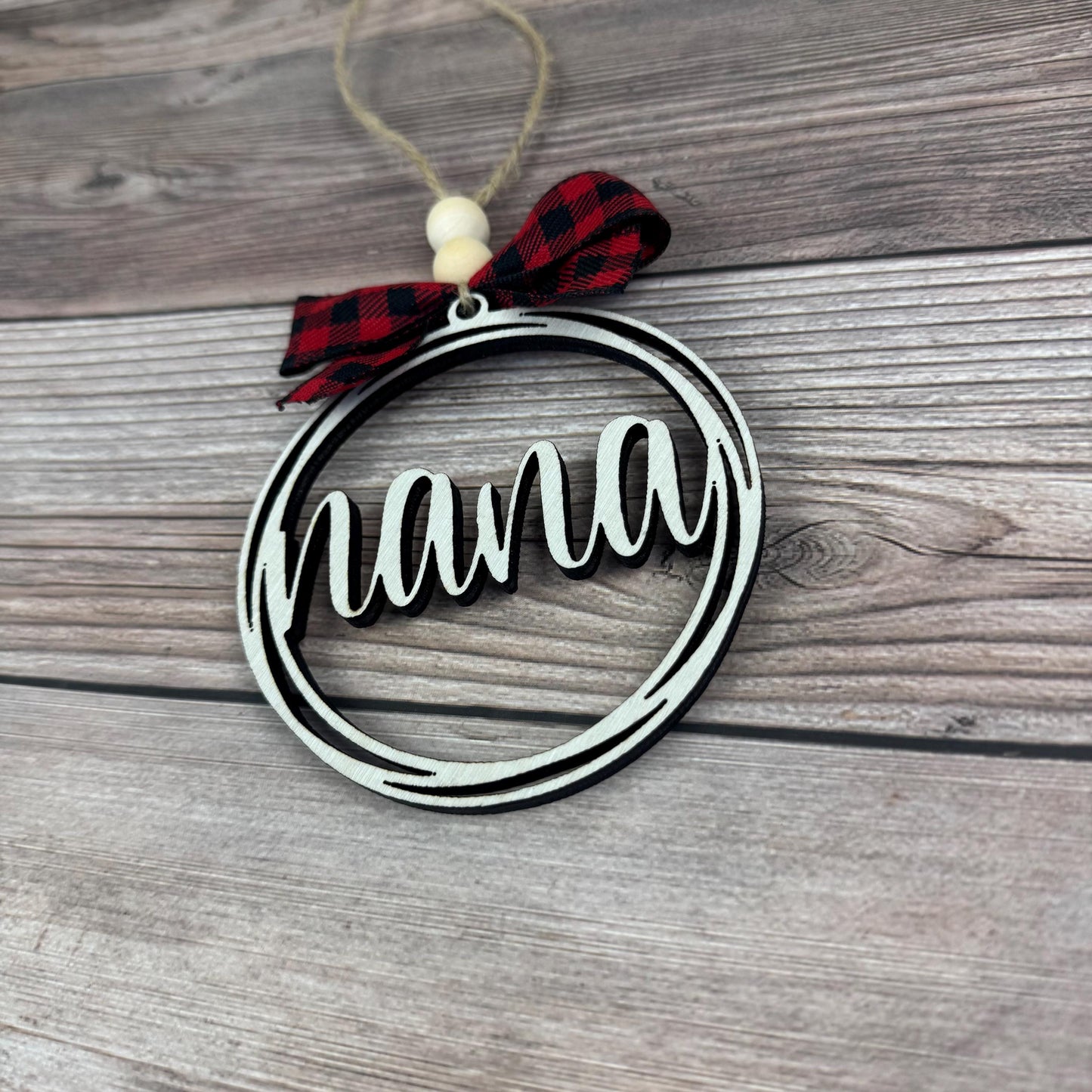 Nana Rear View Mirror Car Charm Ornament, Auto Jewelry, Wooden Car Charm, Car Decor, Custom Car Decor, Custom Rear View Mirror Charm