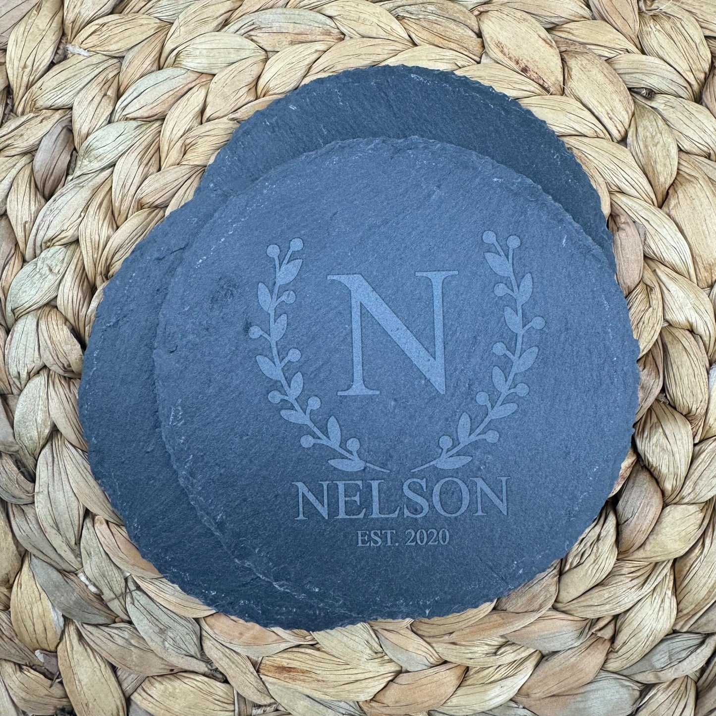 Stone Coaster With Family Name, Personalized Coaster, Drink Coaster, Housewarming Gift, Wedding Gift, Slate Coaster, Custom Slate Coaster