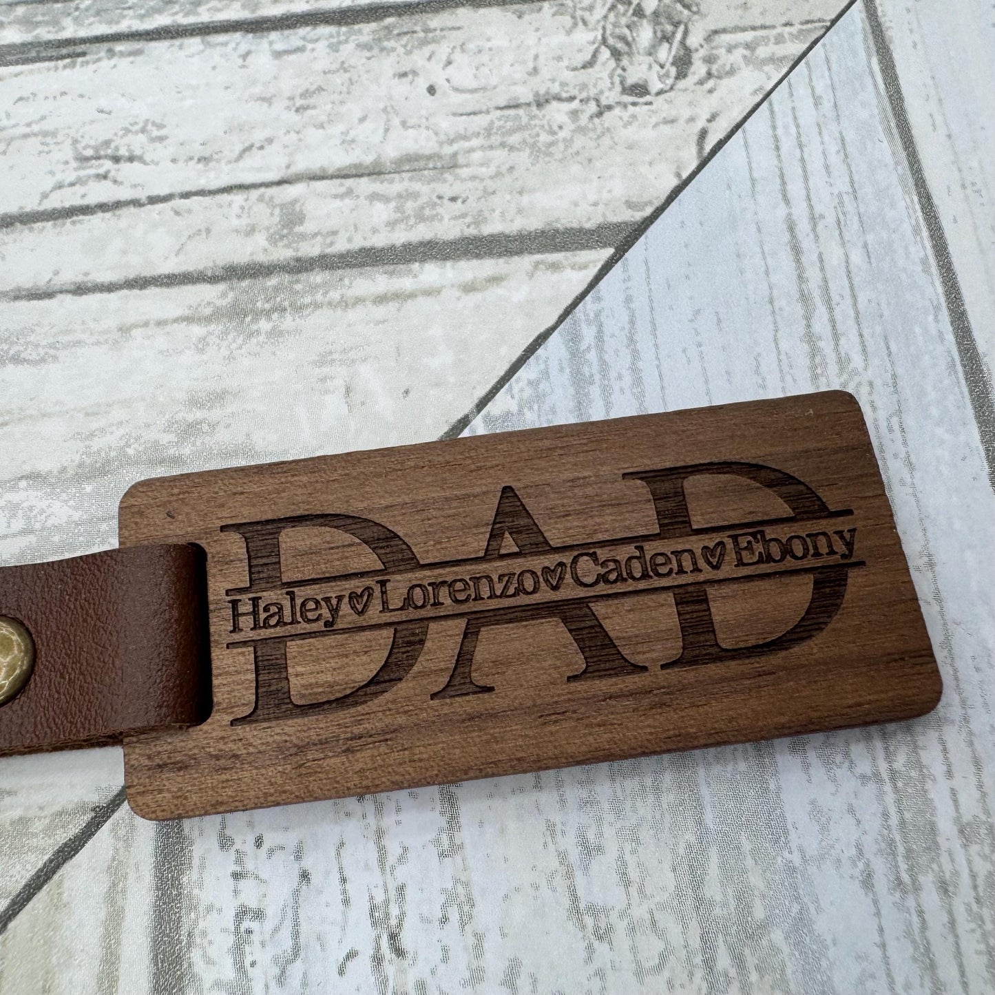 Personalized Dad Keychain with Kids Names Wooden Key Chain Gift For Dad Custom Keychain With Kids Names Fathers Day Gift