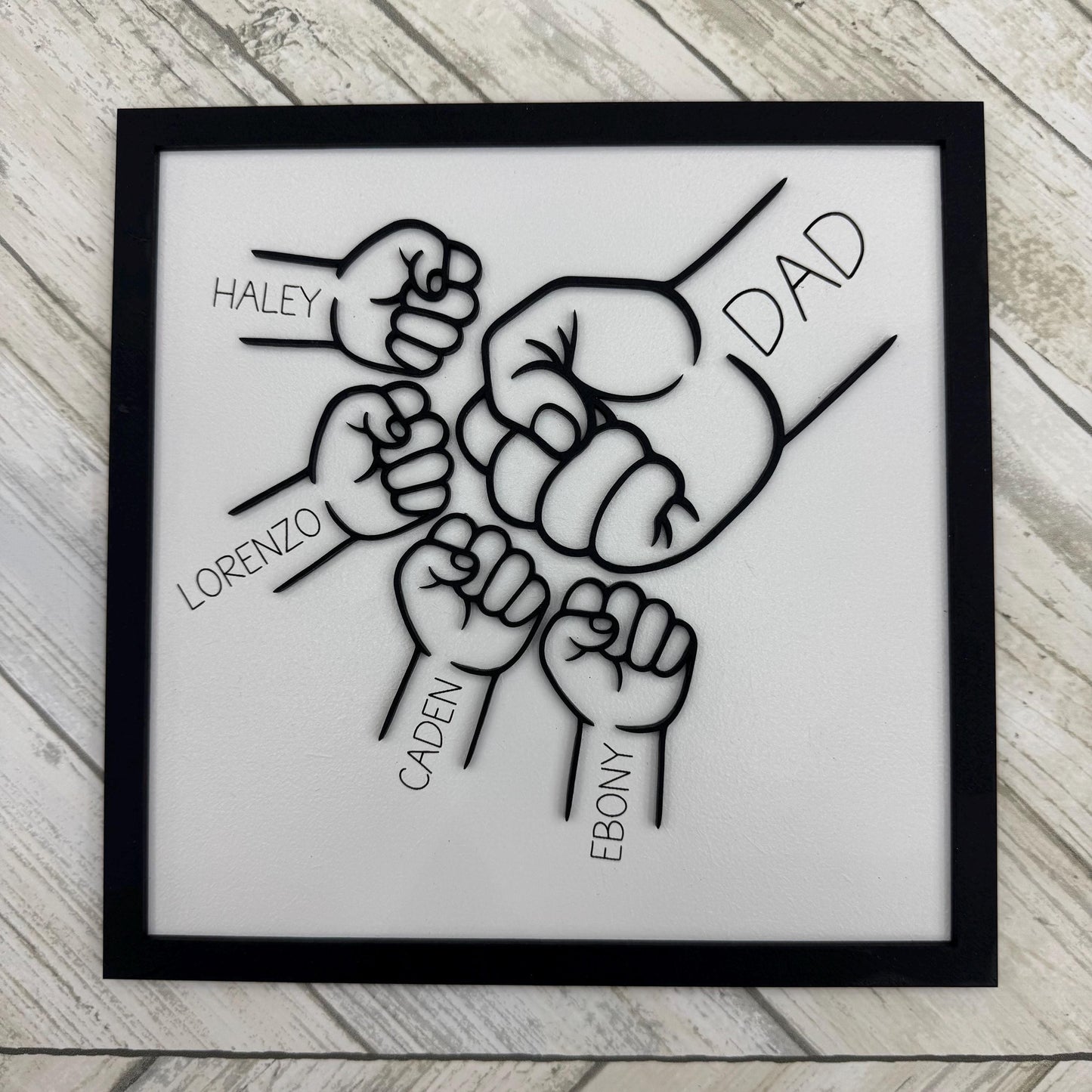 Personalized Father's Day Gift Fist Bump Sign Layered Kids Name Fists Dad Or Grandpa Sign Gift For Dad