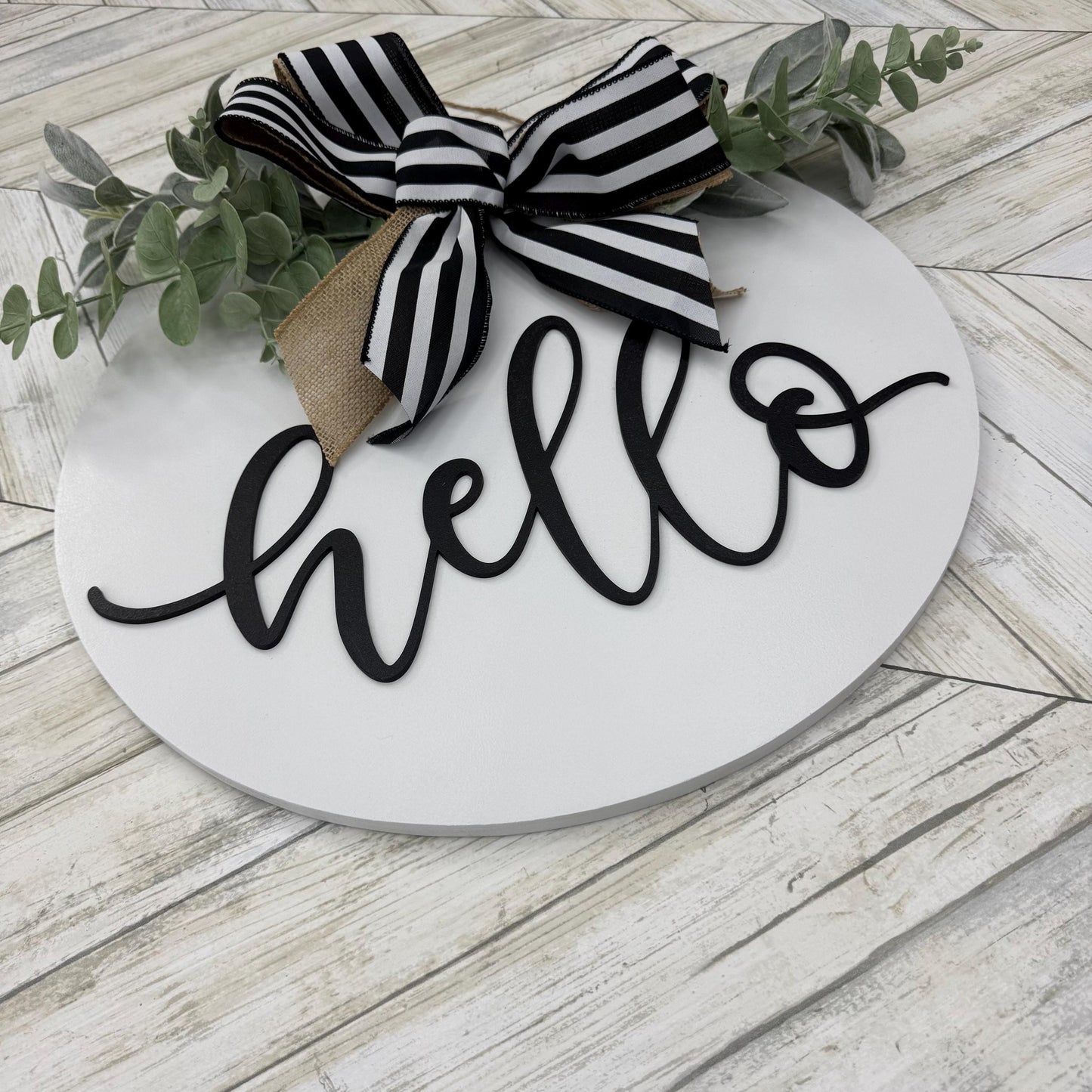 Hello Front Door Welcome Sign Large Round Front Door Sign Home Decor Front Door Decor Welcome Hanger Housewarming Gift Door Welcome Sign