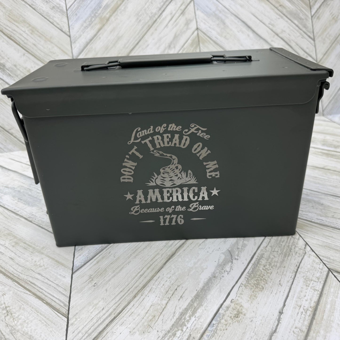 Land Of The Free Ammo Box Freedom Fathers Day Gift Custom Ammo Box Groomsmen Gifts America .50 Caliber .30 Caliber Engraved Ammo Storage Box