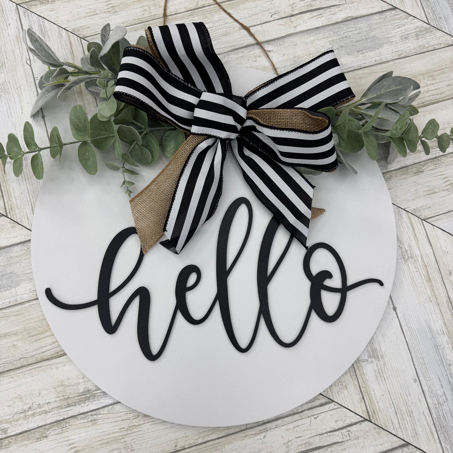 Hello Front Door Welcome Sign Large Round Front Door Sign Home Decor Front Door Decor Welcome Hanger Housewarming Gift Door Welcome Sign