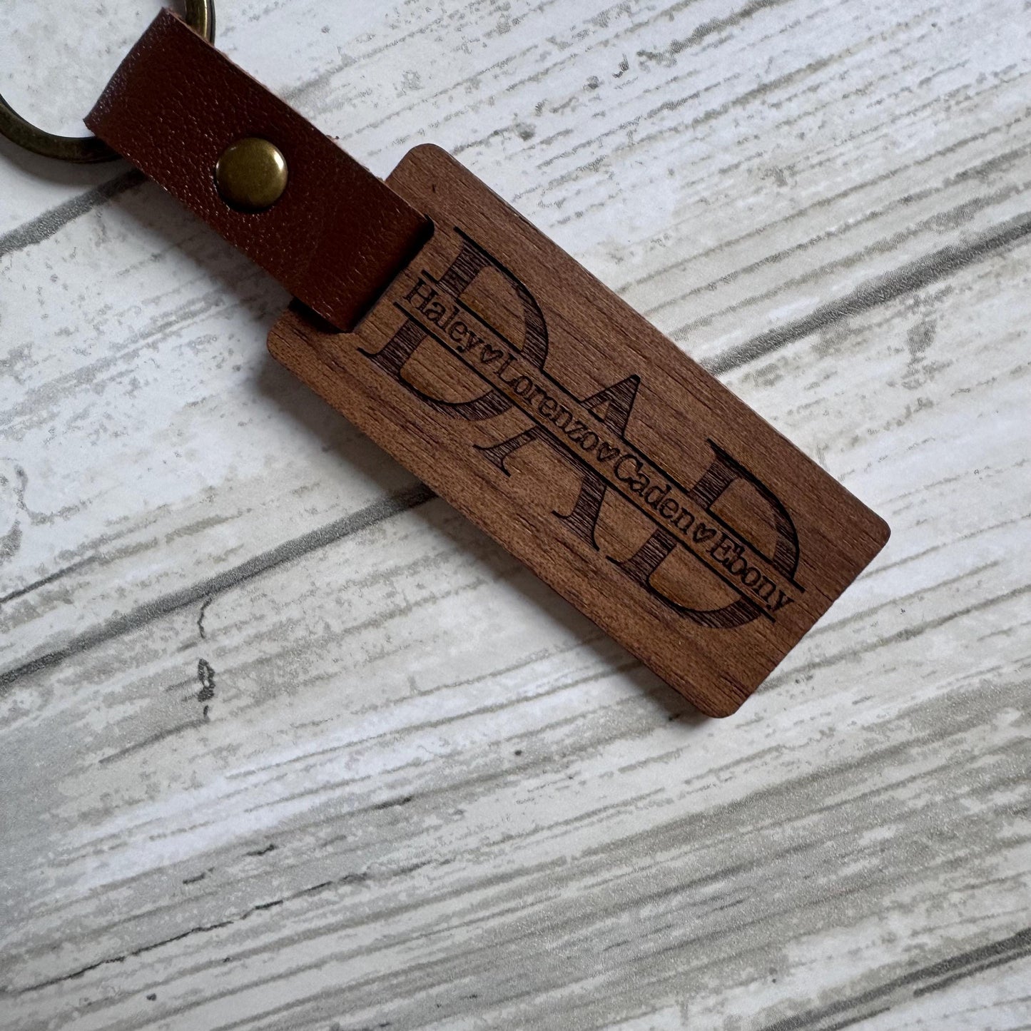 Personalized Dad Keychain with Kids Names Wooden Key Chain Gift For Dad Custom Keychain With Kids Names Fathers Day Gift