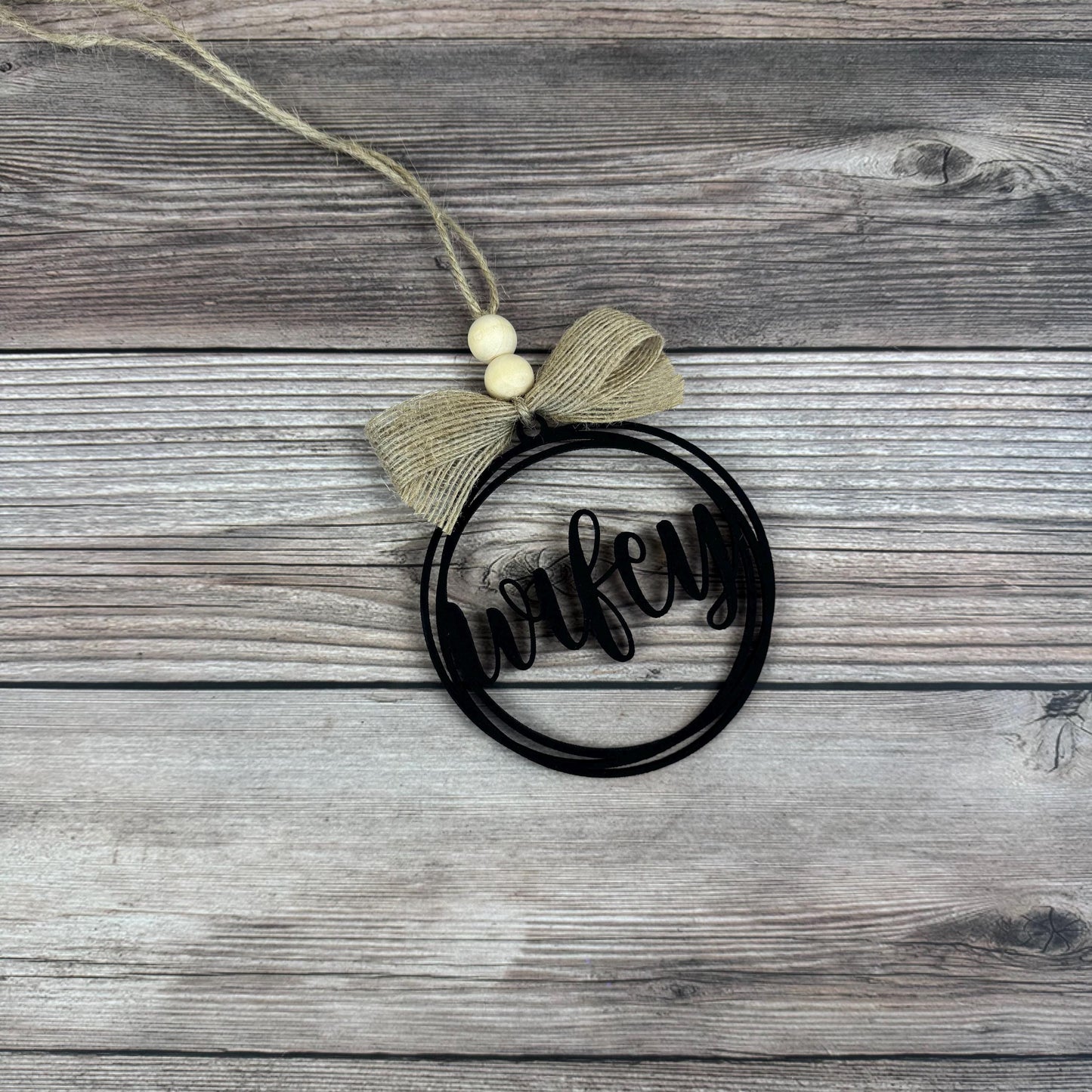 Wifey Rear View Mirror Car Charm Ornament, Auto Jewelry, Wooden Car Charm, Car Decor, Custom Car Decor, Custom Rear View Mirror Charm