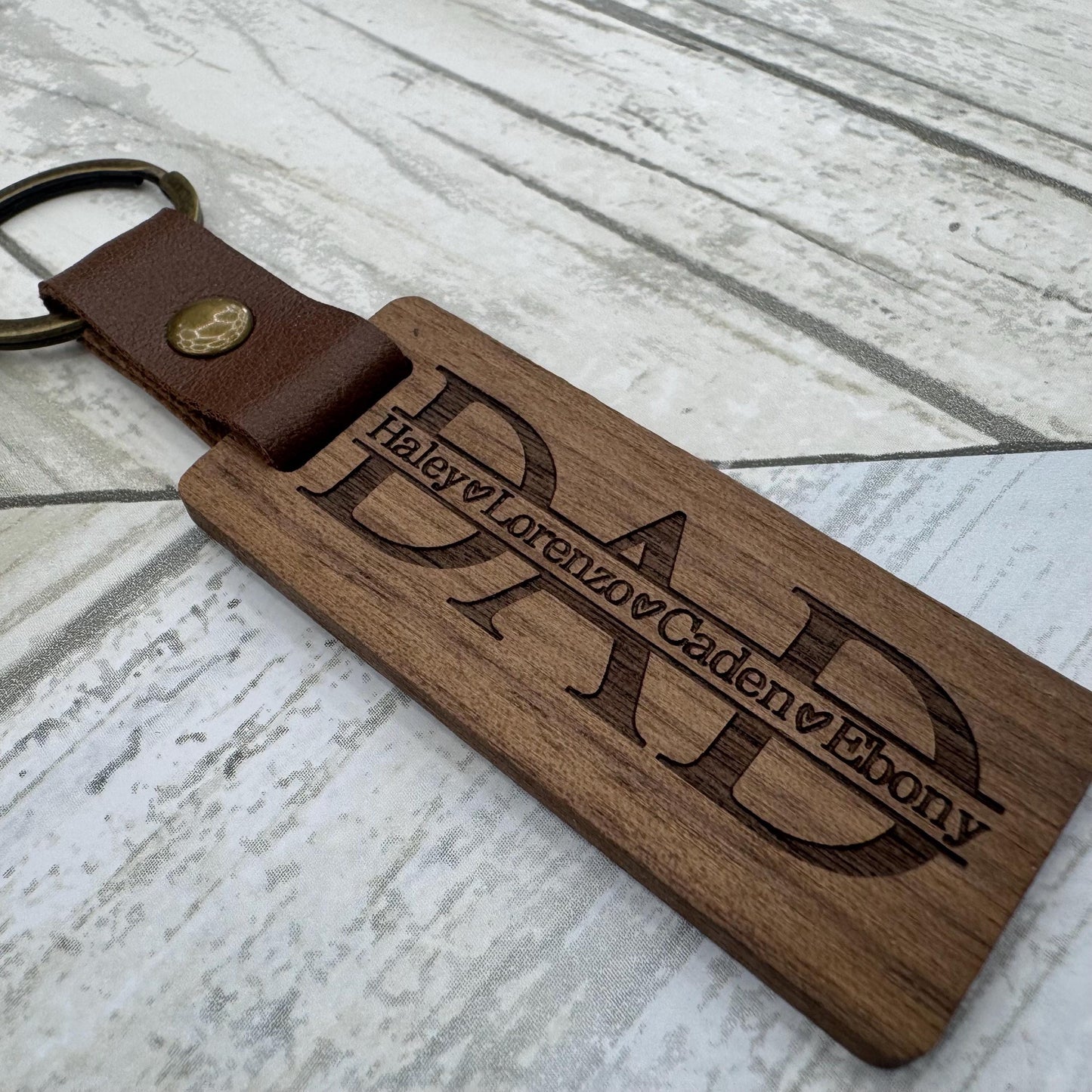 Personalized Dad Keychain with Kids Names Wooden Key Chain Gift For Dad Custom Keychain With Kids Names Fathers Day Gift