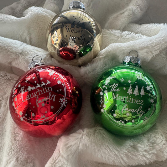 2.75 IN Custom Glass Ornament Balls, Personalized Christmas Ornament, Custom Family Christmas Ornament, Holiday Ornament, Christmas Decor
