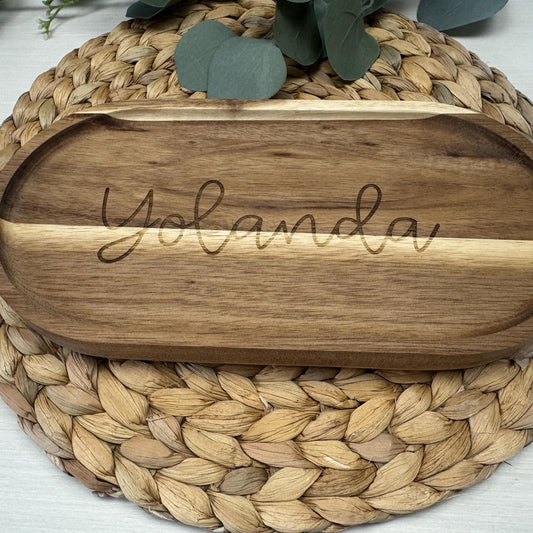 Personalized Wood Tray, Trinket Tray, Personalized Desk Organizer, Organizer Tray, Men's Pocket Tray, Wedding Gift, Custom Engagement Gift