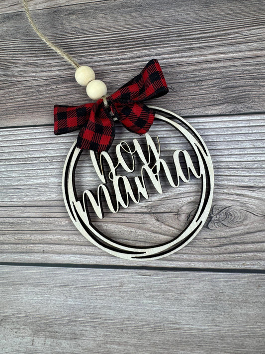 Boy Mama Rear View Mirror Car Charm Ornament, Auto Jewelry, Wooden Car Charm, Car Decor, Custom Car Decor, Custom Rear View Mirror Charm