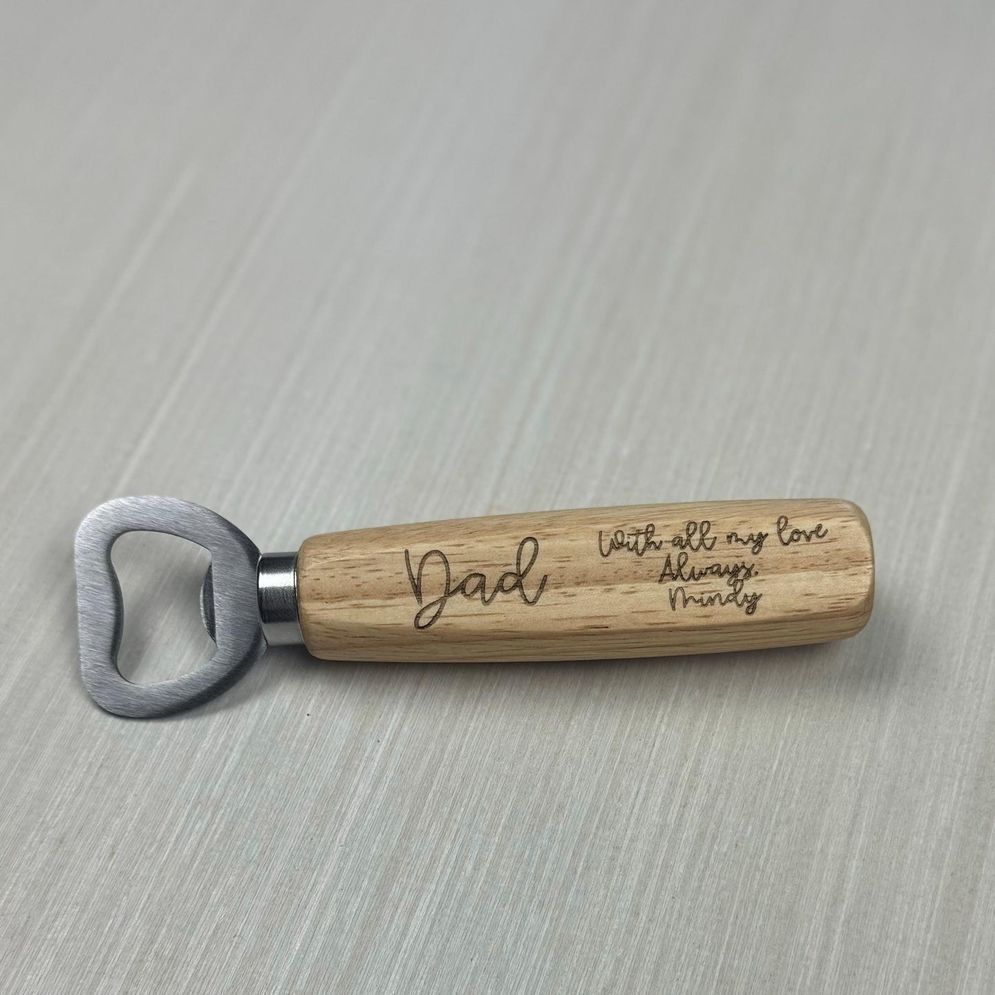 Personalized Bottle Opener, Wooden Beer Opener, Gift For Dad, Gift for Him, Dad Birthday Gift, Dad With All My Love, Beer Opener For Dad