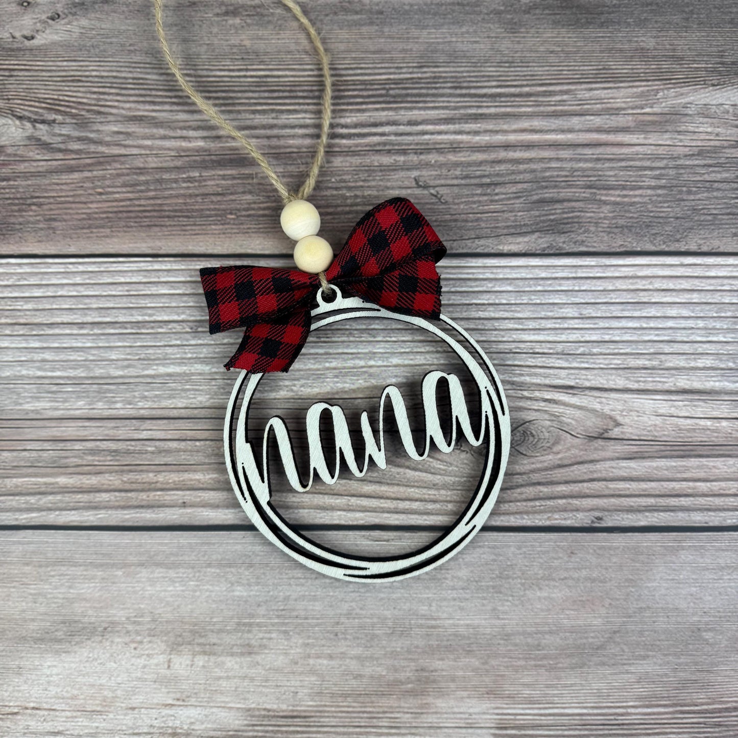 Nana Rear View Mirror Car Charm Ornament, Auto Jewelry, Wooden Car Charm, Car Decor, Custom Car Decor, Custom Rear View Mirror Charm