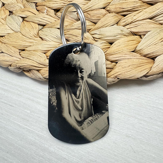 Photo Dog Tag Keychain / Custom Photo Gift / Boyfriend Gift / Photo Engraved Personalized Dog Tag Pendant Keychain / Custom Message Keychain
