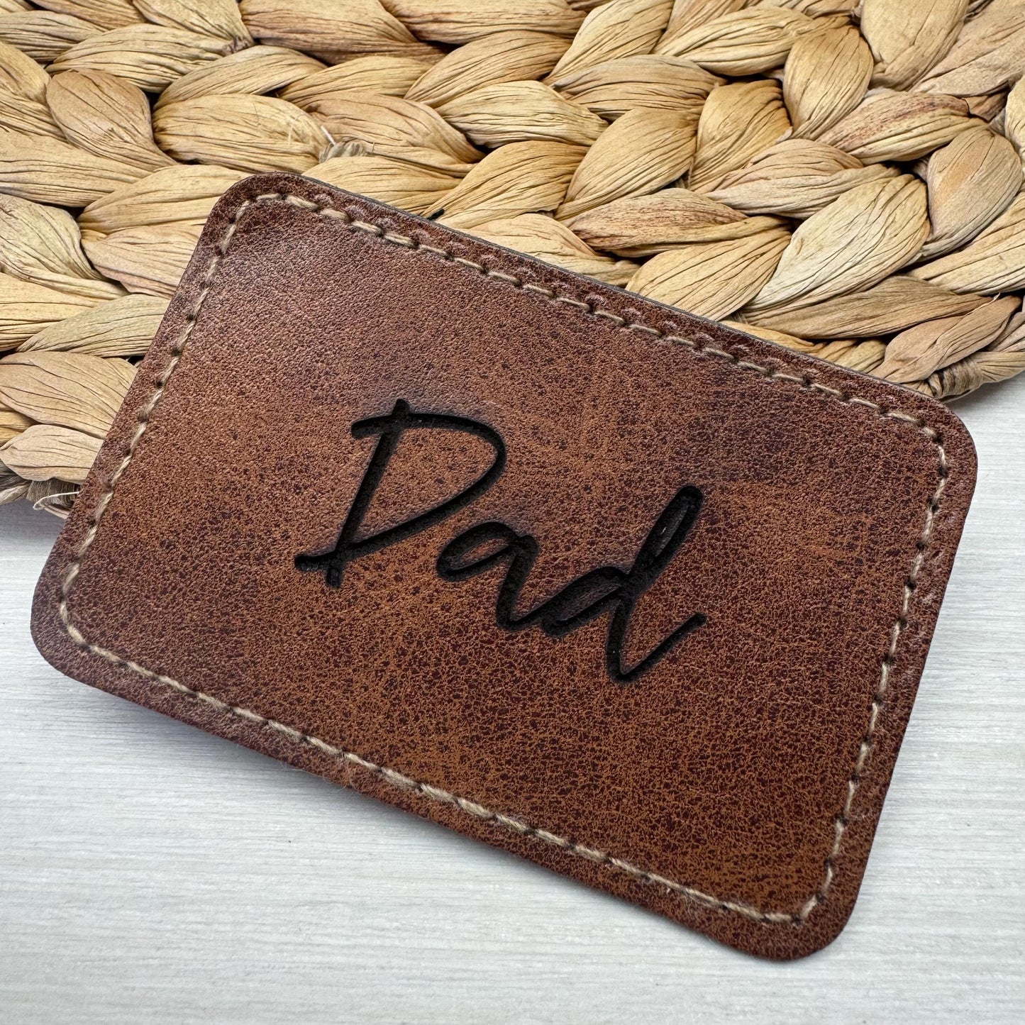 Faux Leather Personalized Name Patch, Personalized Leather Patch, Custom Iron-on Leather patch, Custom Engraved Leather Patch, Name Patch