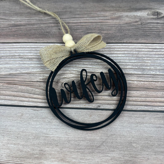 Wifey Rear View Mirror Car Charm Ornament, Auto Jewelry, Wooden Car Charm, Car Decor, Custom Car Decor, Custom Rear View Mirror Charm