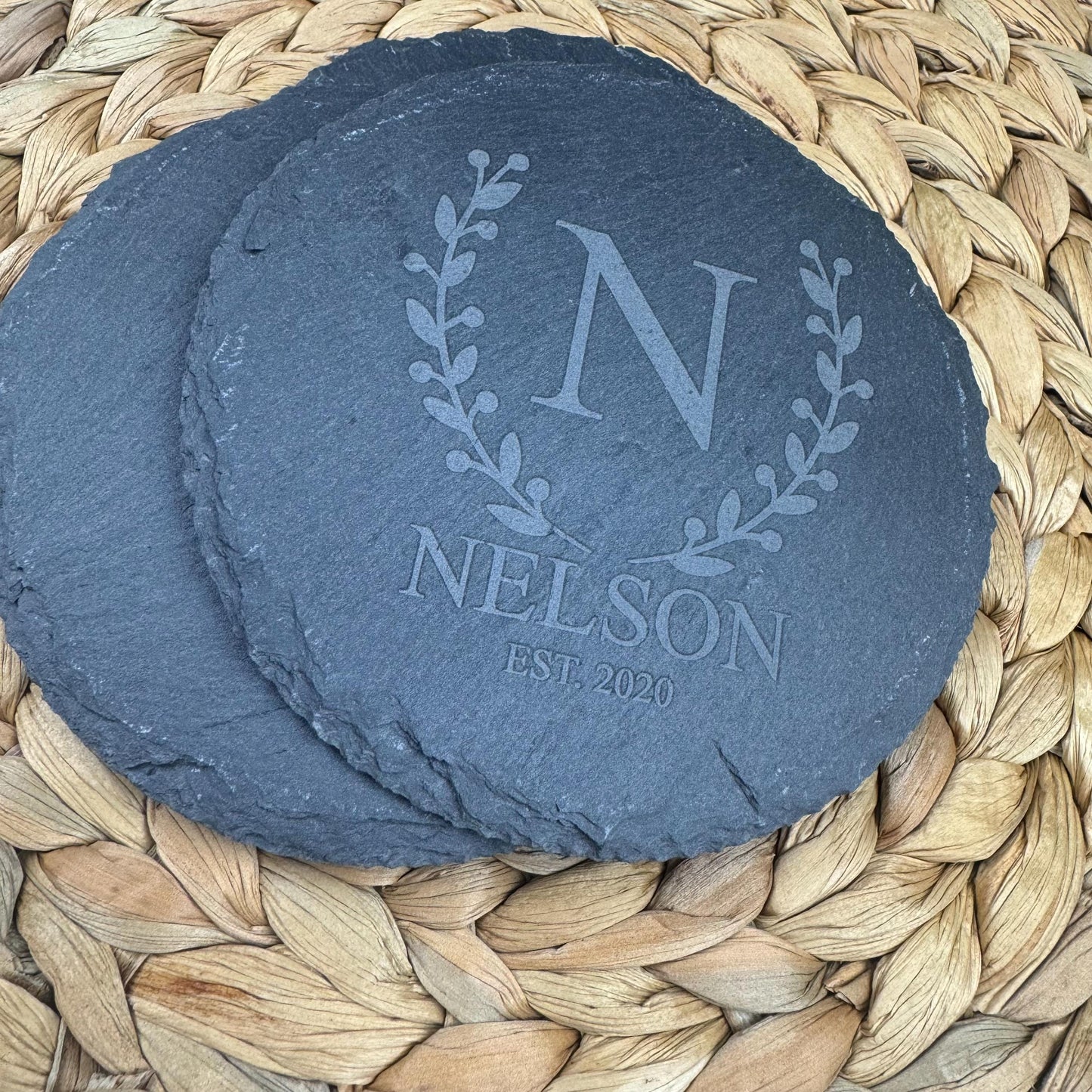 Stone Coaster With Family Name, Personalized Coaster, Drink Coaster, Housewarming Gift, Wedding Gift, Slate Coaster, Custom Slate Coaster