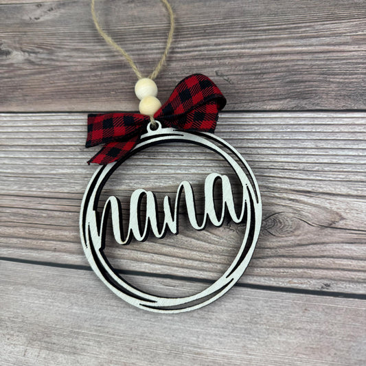 Nana Rear View Mirror Car Charm Ornament, Auto Jewelry, Wooden Car Charm, Car Decor, Custom Car Decor, Custom Rear View Mirror Charm