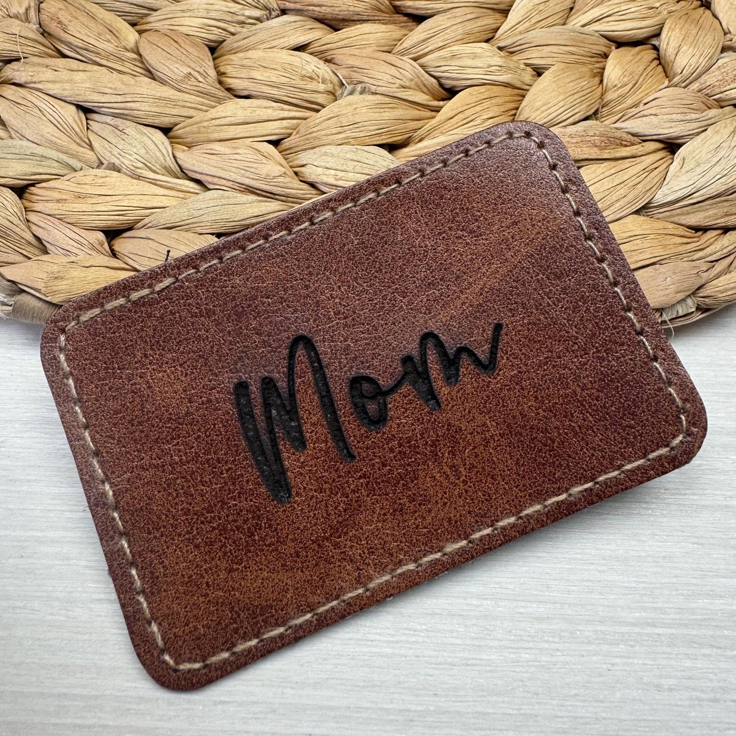 Faux Leather Personalized Name Patch, Personalized Leather Patch, Custom Iron-on Leather patch, Custom Engraved Leather Patch, Name Patch