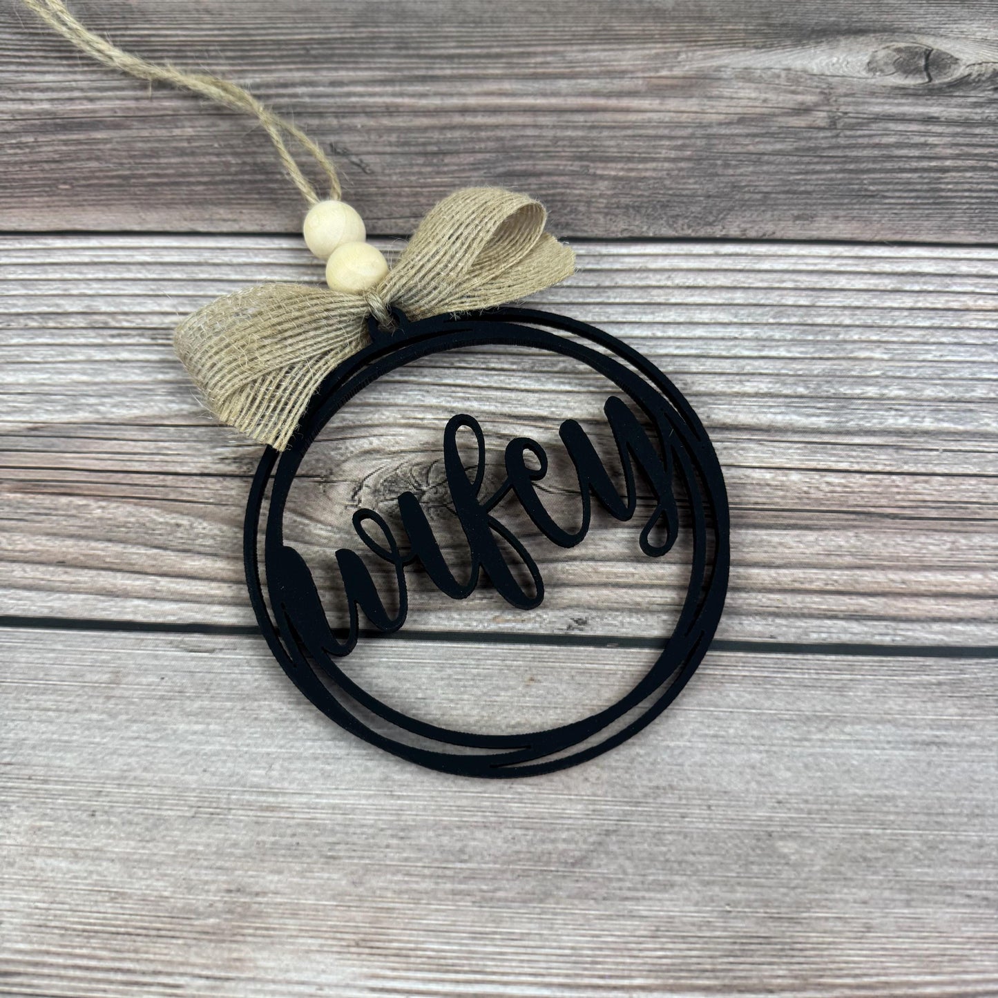 Wifey Rear View Mirror Car Charm Ornament, Auto Jewelry, Wooden Car Charm, Car Decor, Custom Car Decor, Custom Rear View Mirror Charm