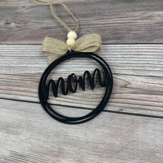 Mom Rear View Mirror Car Charm Ornament, Auto Jewelry, Wooden Car Charm, Car Decor, Custom Car Decor, Custom Rear View Mirror Charm