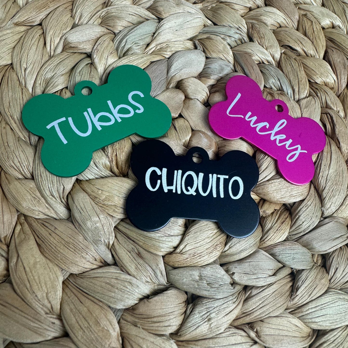Custom Pet ID Tags, Laser Engraved Aluminum,