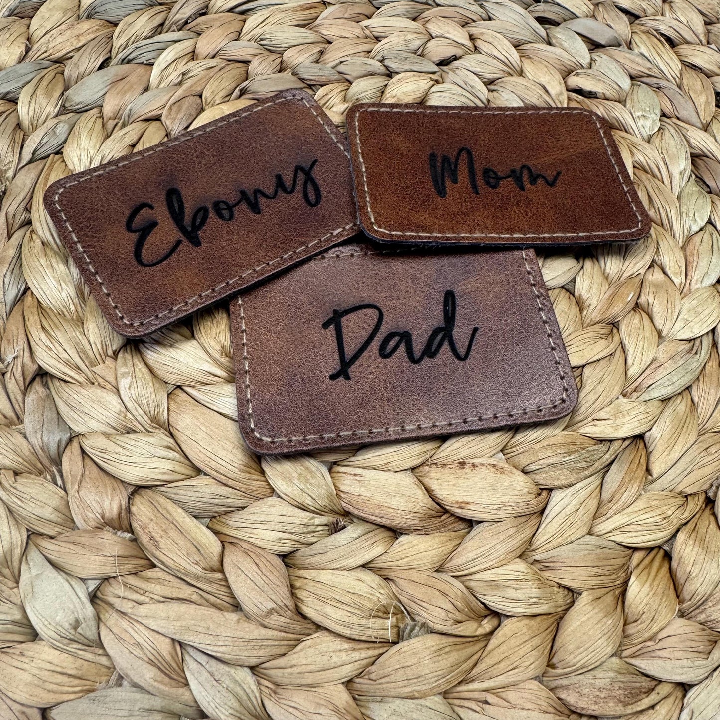 Faux Leather Personalized Name Patch, Personalized Leather Patch, Custom Iron-on Leather patch, Custom Engraved Leather Patch, Name Patch