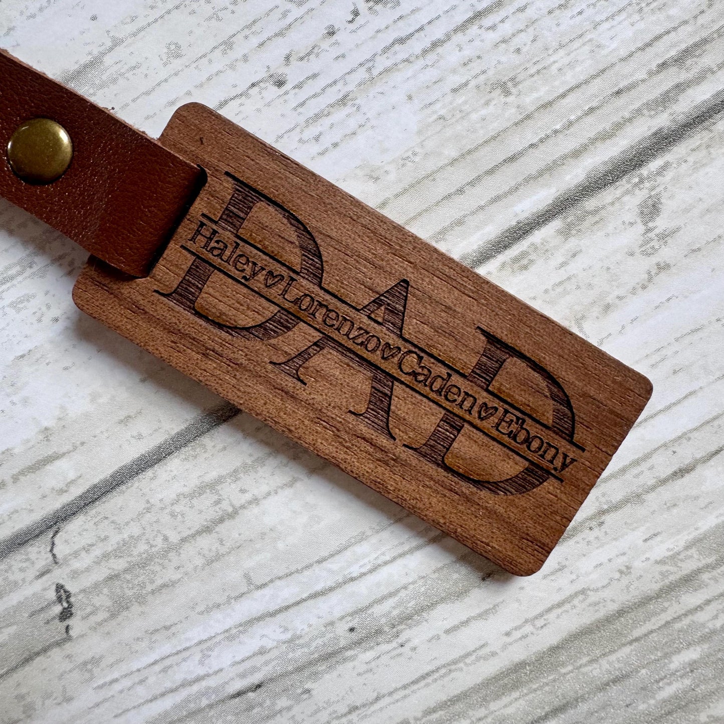 Personalized Dad Keychain with Kids Names Wooden Key Chain Gift For Dad Custom Keychain With Kids Names Fathers Day Gift