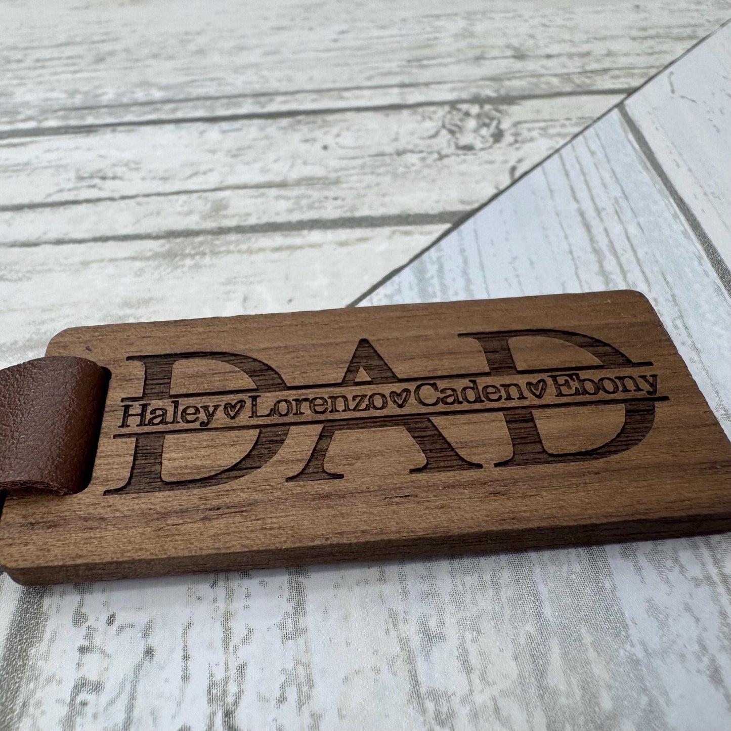 Personalized Dad Keychain with Kids Names Wooden Key Chain Gift For Dad Custom Keychain With Kids Names Fathers Day Gift