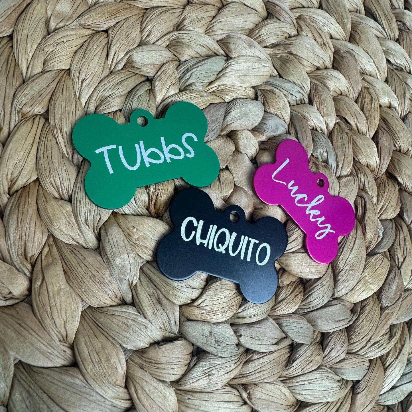 Custom Pet ID Tags, Laser Engraved Aluminum,