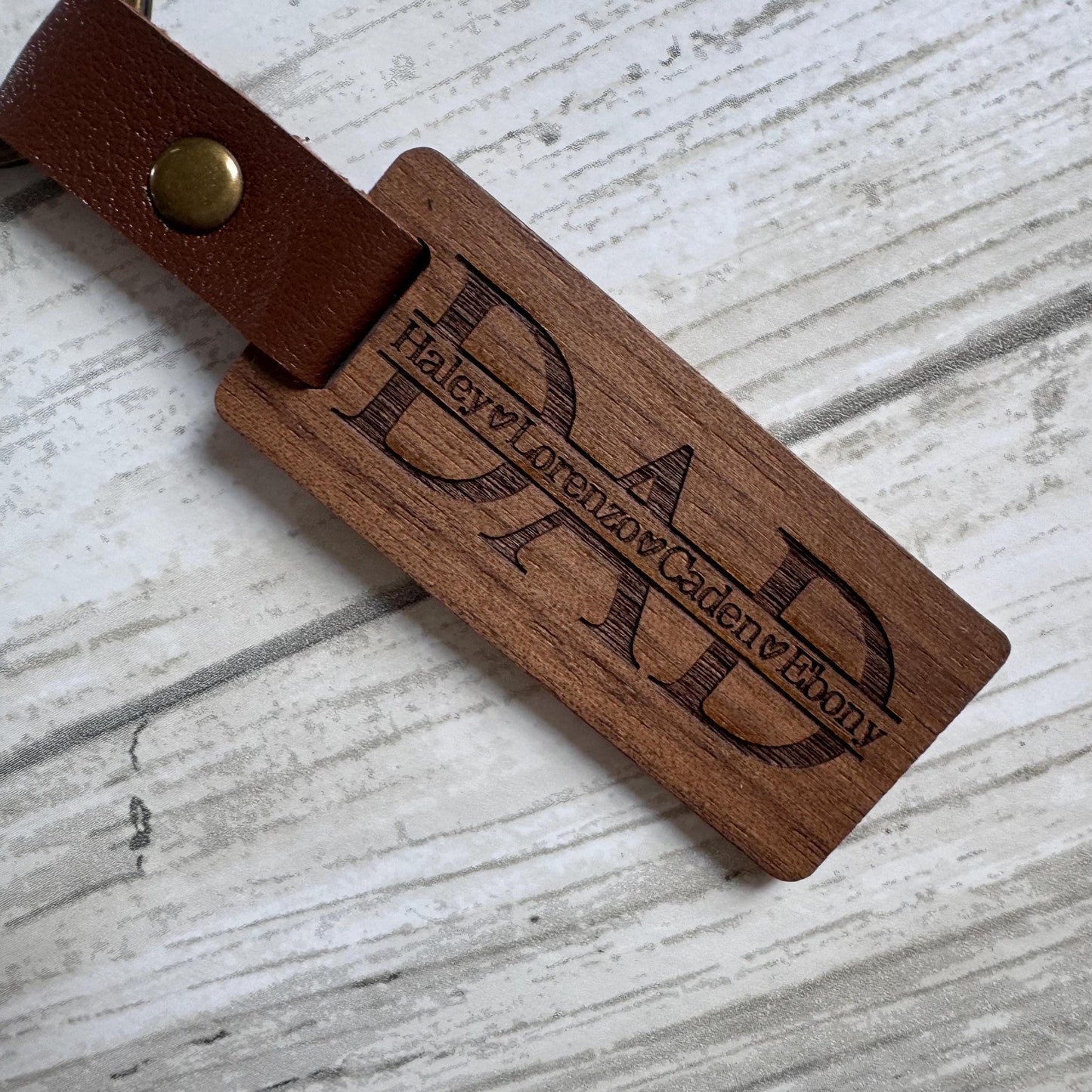 Personalized Dad Keychain with Kids Names Wooden Key Chain Gift For Dad Custom Keychain With Kids Names Fathers Day Gift