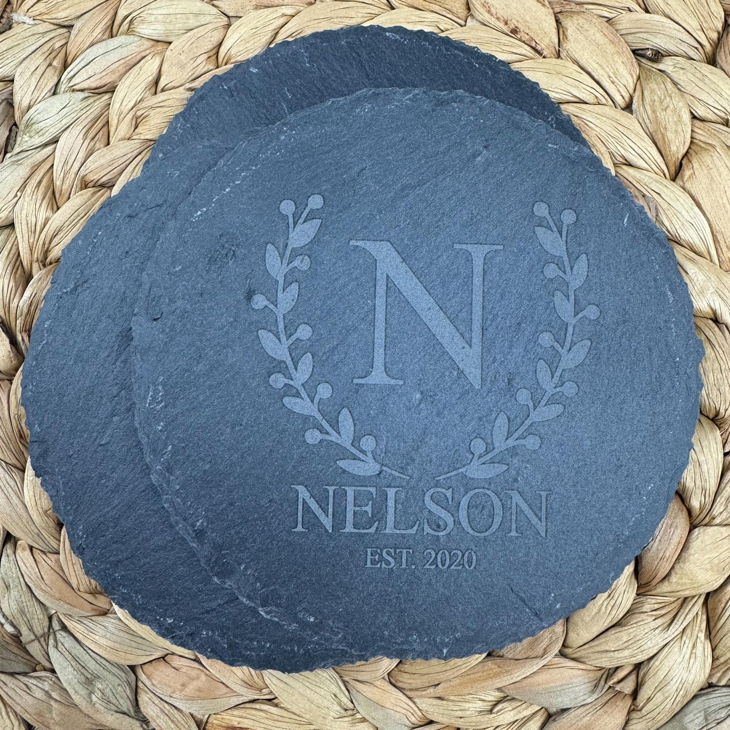 Stone Coaster With Family Name, Personalized Coaster, Drink Coaster, Housewarming Gift, Wedding Gift, Slate Coaster, Custom Slate Coaster