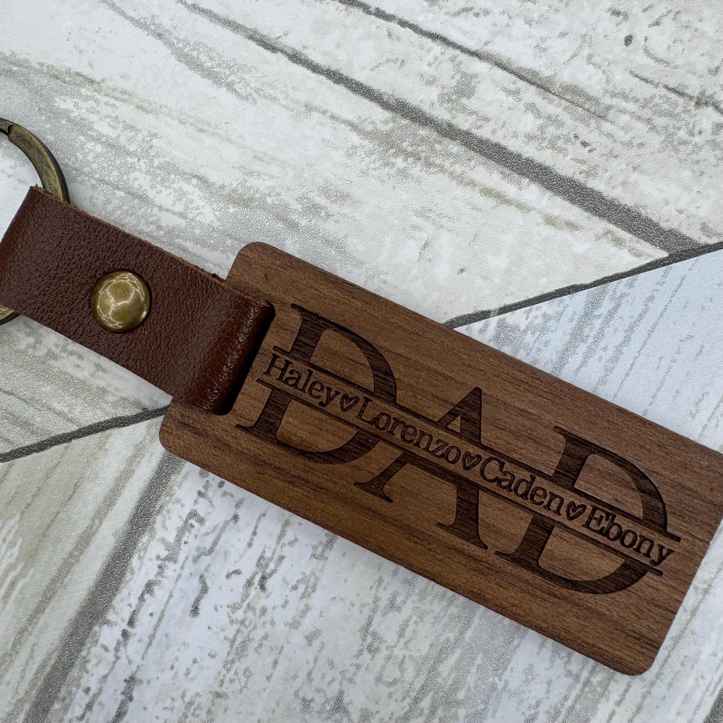 Personalized Dad Keychain with Kids Names Wooden Key Chain Gift For Dad Custom Keychain With Kids Names Fathers Day Gift
