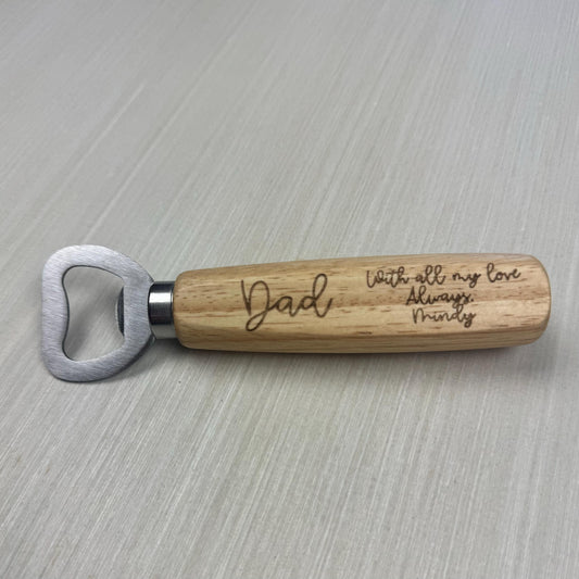 Personalized Bottle Opener, Wooden Beer Opener, Gift For Dad, Gift for Him, Dad Birthday Gift, Dad With All My Love, Beer Opener For Dad