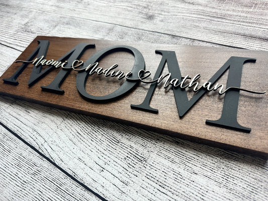 Personalized Mom Sign With Children's Names / Mother's Day Gift / Mom Sign / Family Name Signs / Personalized Sign / Wooden Family Sign