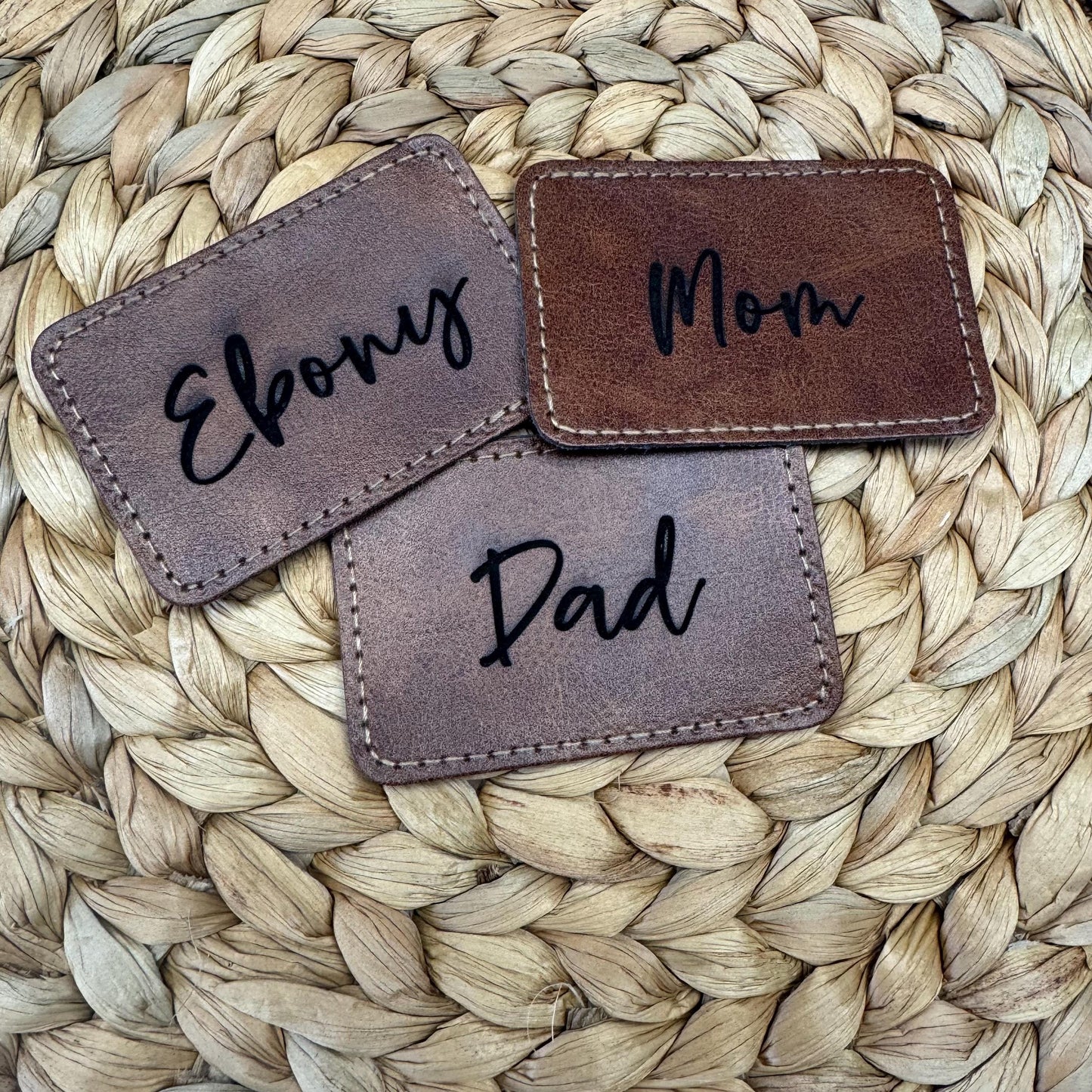 Faux Leather Personalized Name Patch, Personalized Leather Patch, Custom Iron-on Leather patch, Custom Engraved Leather Patch, Name Patch