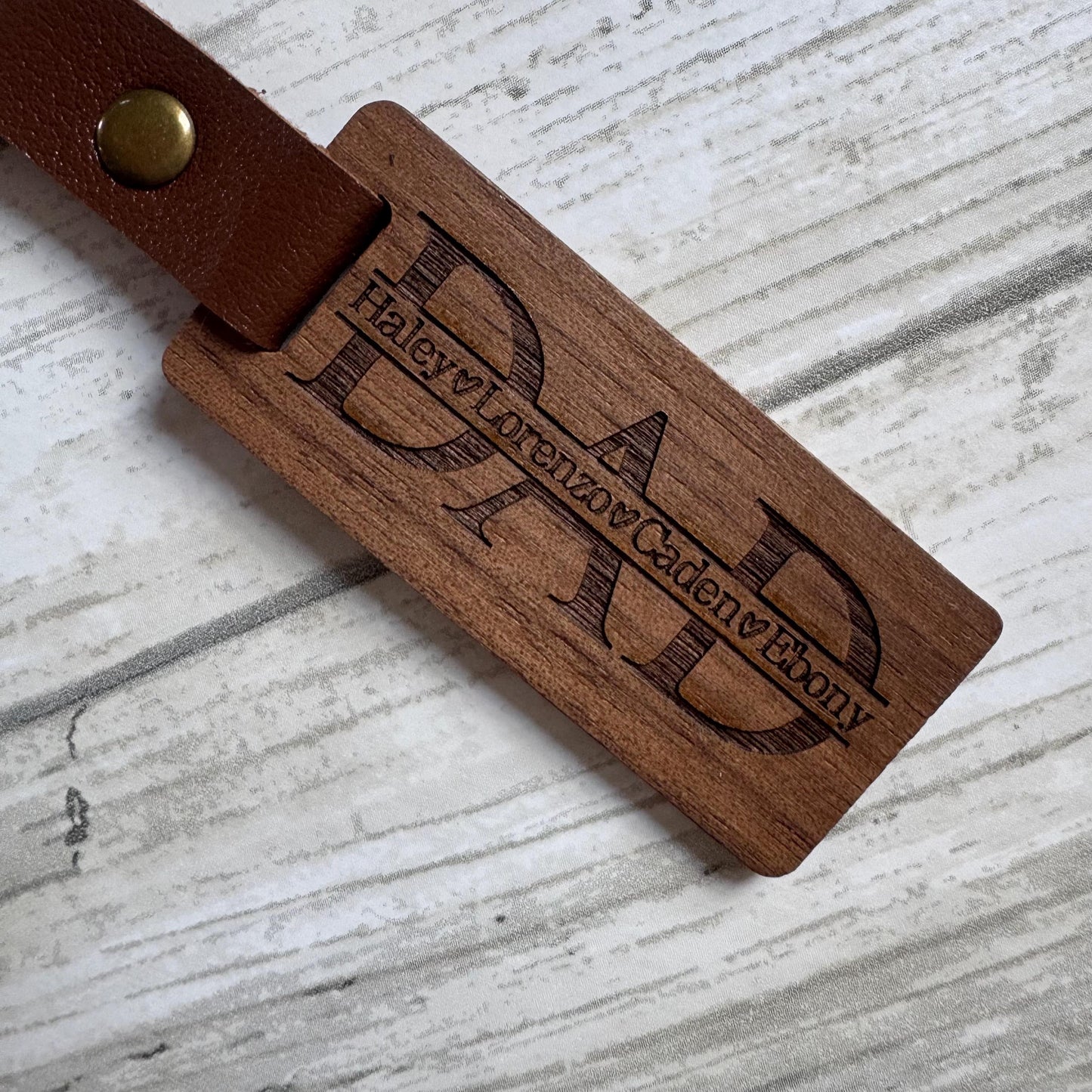 Personalized Dad Keychain with Kids Names Wooden Key Chain Gift For Dad Custom Keychain With Kids Names Fathers Day Gift