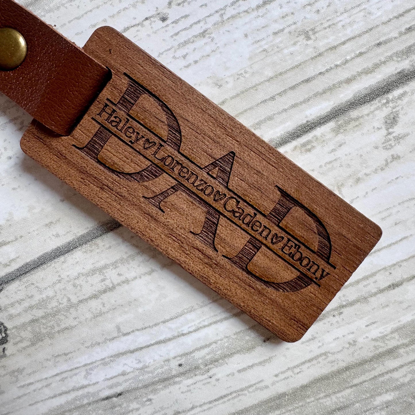 Personalized Dad Keychain with Kids Names Wooden Key Chain Gift For Dad Custom Keychain With Kids Names Fathers Day Gift