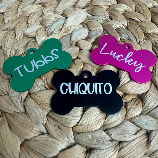 Custom Pet ID Tags, Laser Engraved Aluminum,