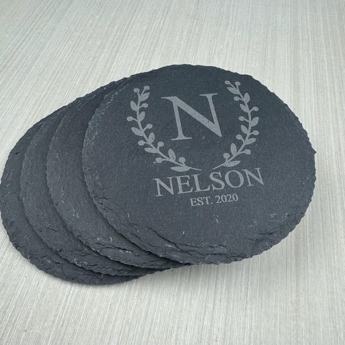Stone Coaster With Family Name, Personalized Coaster, Drink Coaster, Housewarming Gift, Wedding Gift, Slate Coaster, Custom Slate Coaster
