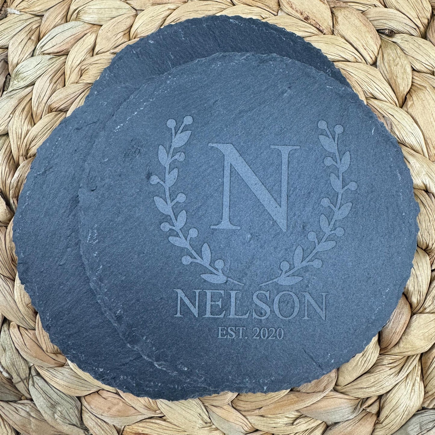 Stone Coaster With Family Name, Personalized Coaster, Drink Coaster, Housewarming Gift, Wedding Gift, Slate Coaster, Custom Slate Coaster