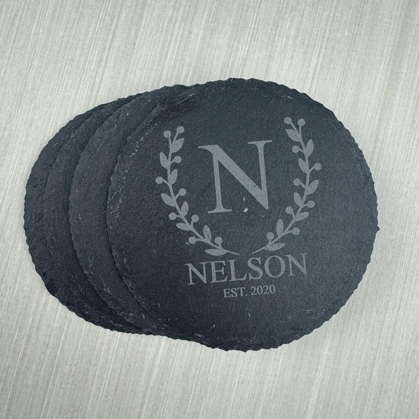 Stone Coaster With Family Name, Personalized Coaster, Drink Coaster, Housewarming Gift, Wedding Gift, Slate Coaster, Custom Slate Coaster
