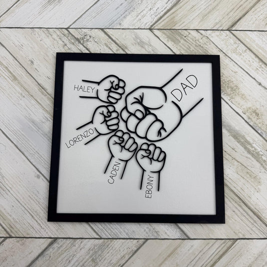Personalized Father's Day Gift Fist Bump Sign Layered Kids Name Fists Dad Or Grandpa Sign Gift For Dad