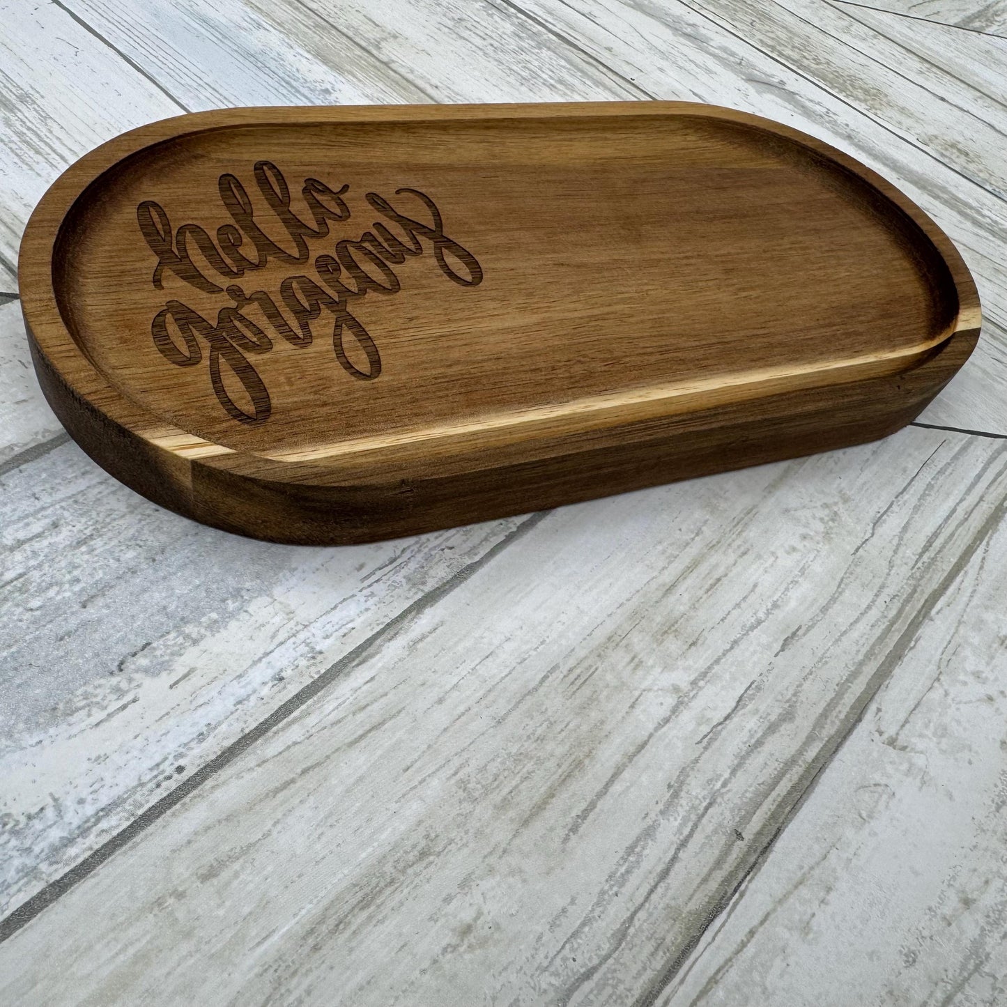 Hello Gorgeous Wood Tray, Trinket Tray, Personalized Desk Organizer, Organizer Tray, Women's Jewelry Tray, Gift for Her, Gift For Mom