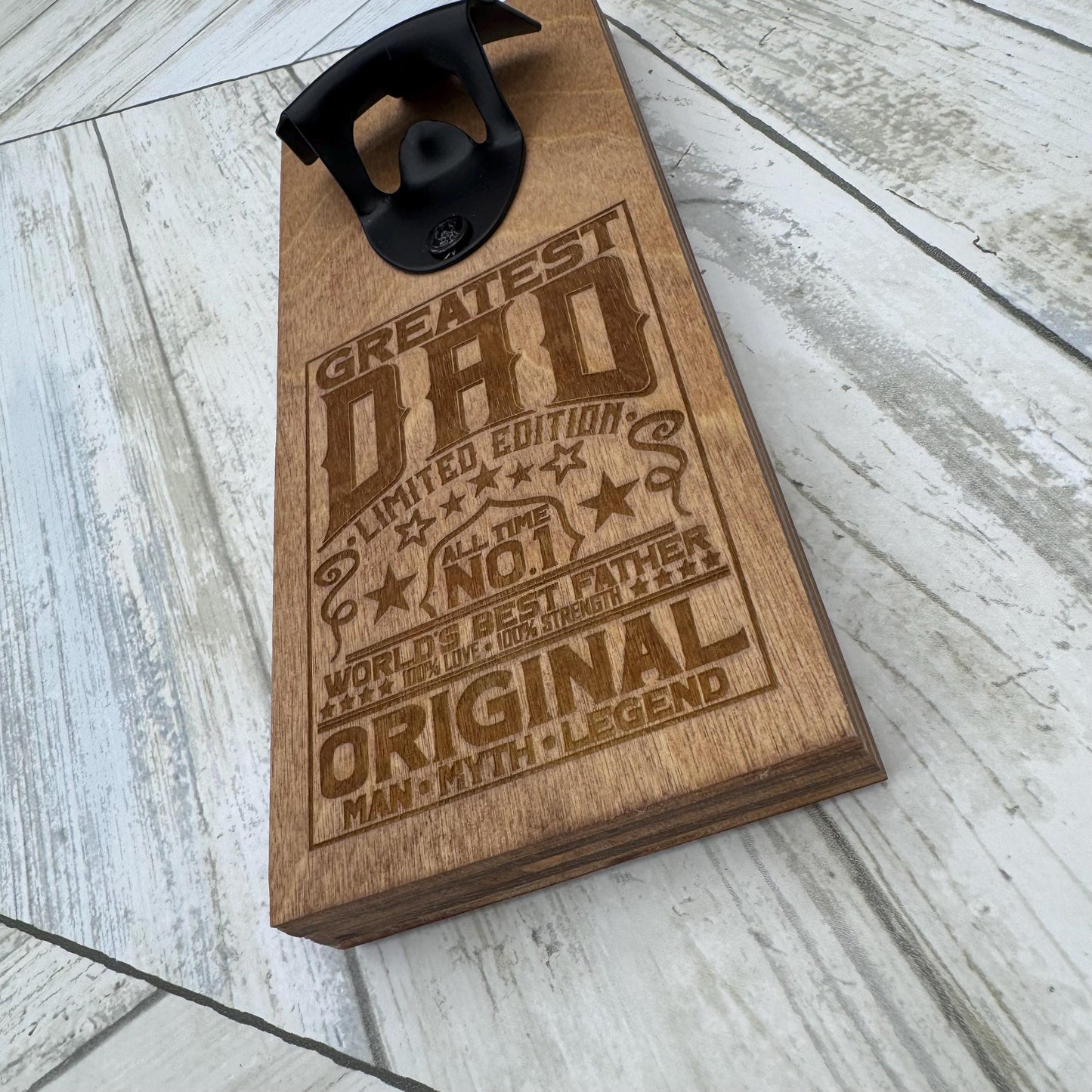 Greatest Dad Magnetic Bottle Opener, Wooden Bottle Opener Laser Engraved, New Home Gift, Wedding Favor, Gift For Him, Custom Beer Opener
