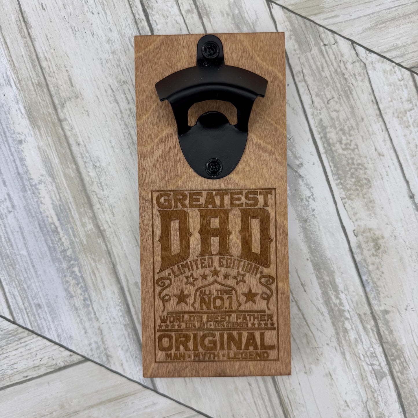 Greatest Dad Magnetic Bottle Opener, Wooden Bottle Opener Laser Engraved, New Home Gift, Wedding Favor, Gift For Him, Custom Beer Opener