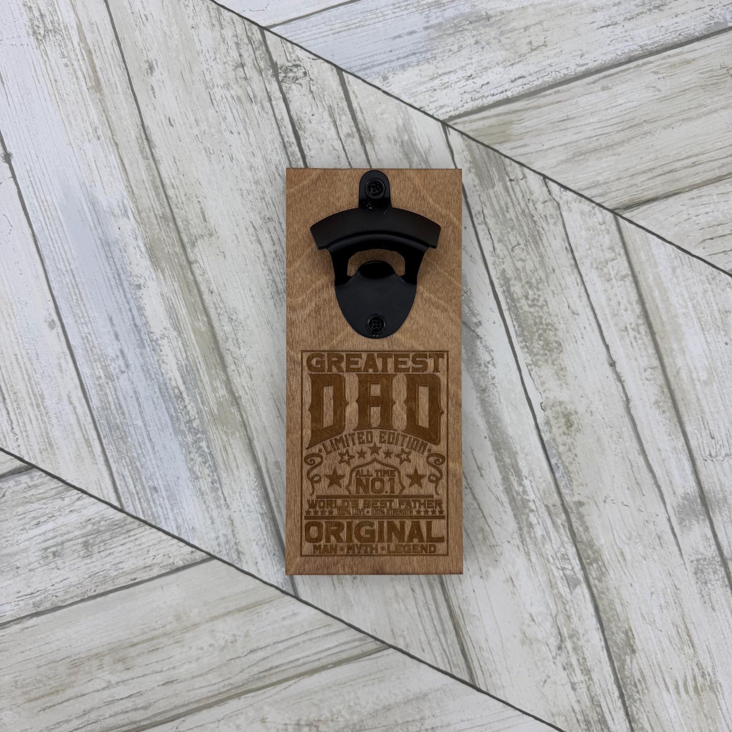 Greatest Dad Magnetic Bottle Opener, Wooden Bottle Opener Laser Engraved, New Home Gift, Wedding Favor, Gift For Him, Custom Beer Opener