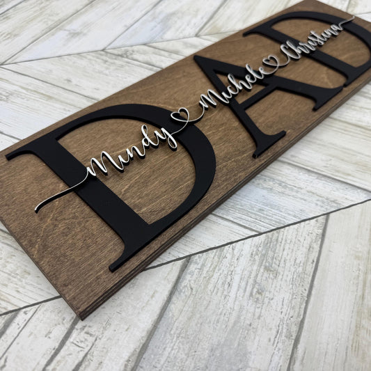 Personalized Dad Sign With Children's Names / Father's Day Gift / Dad Sign / Gift For Dad / Personalized Sign / Wooden Family Sign