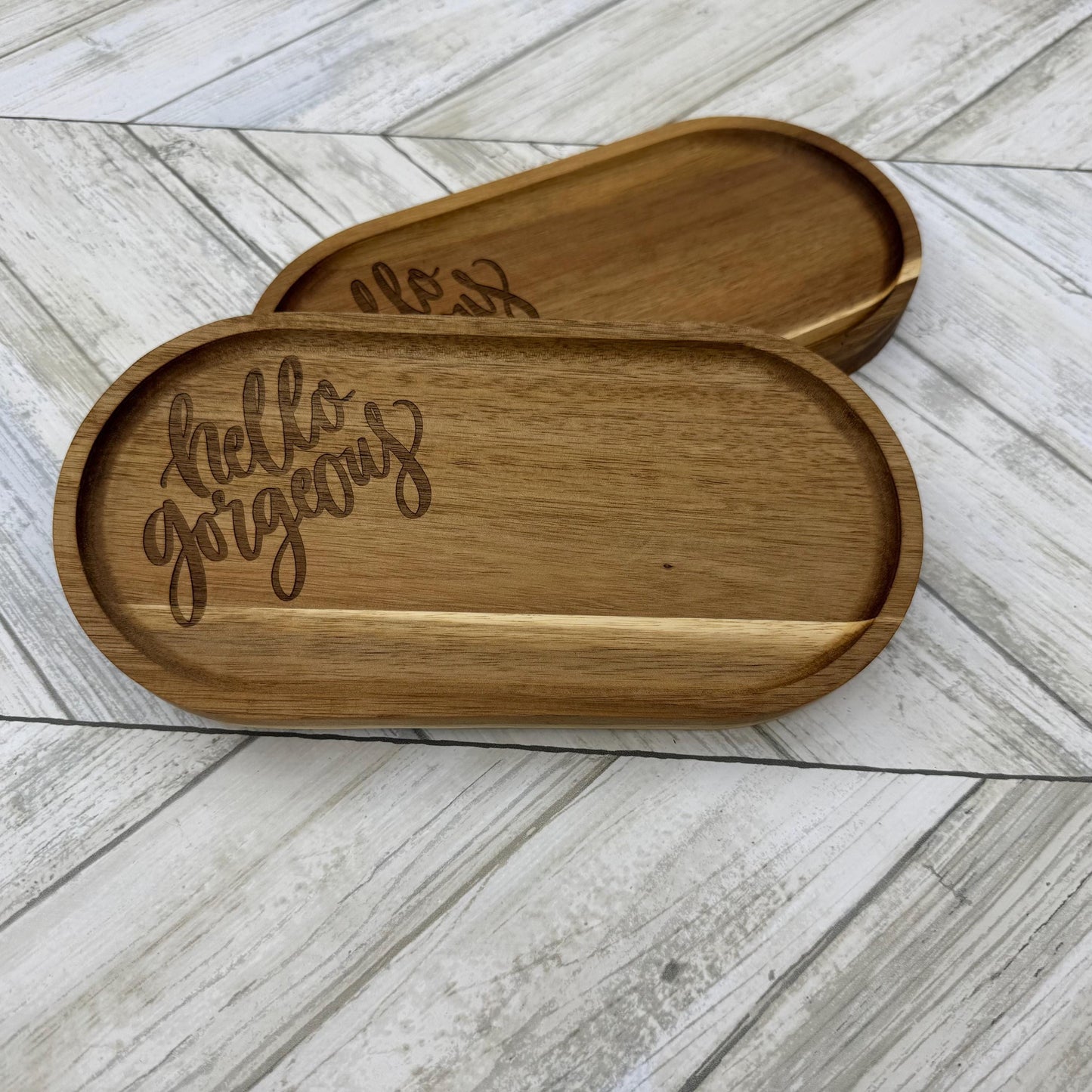 Hello Gorgeous Wood Tray, Trinket Tray, Personalized Desk Organizer, Organizer Tray, Women's Jewelry Tray, Gift for Her, Gift For Mom