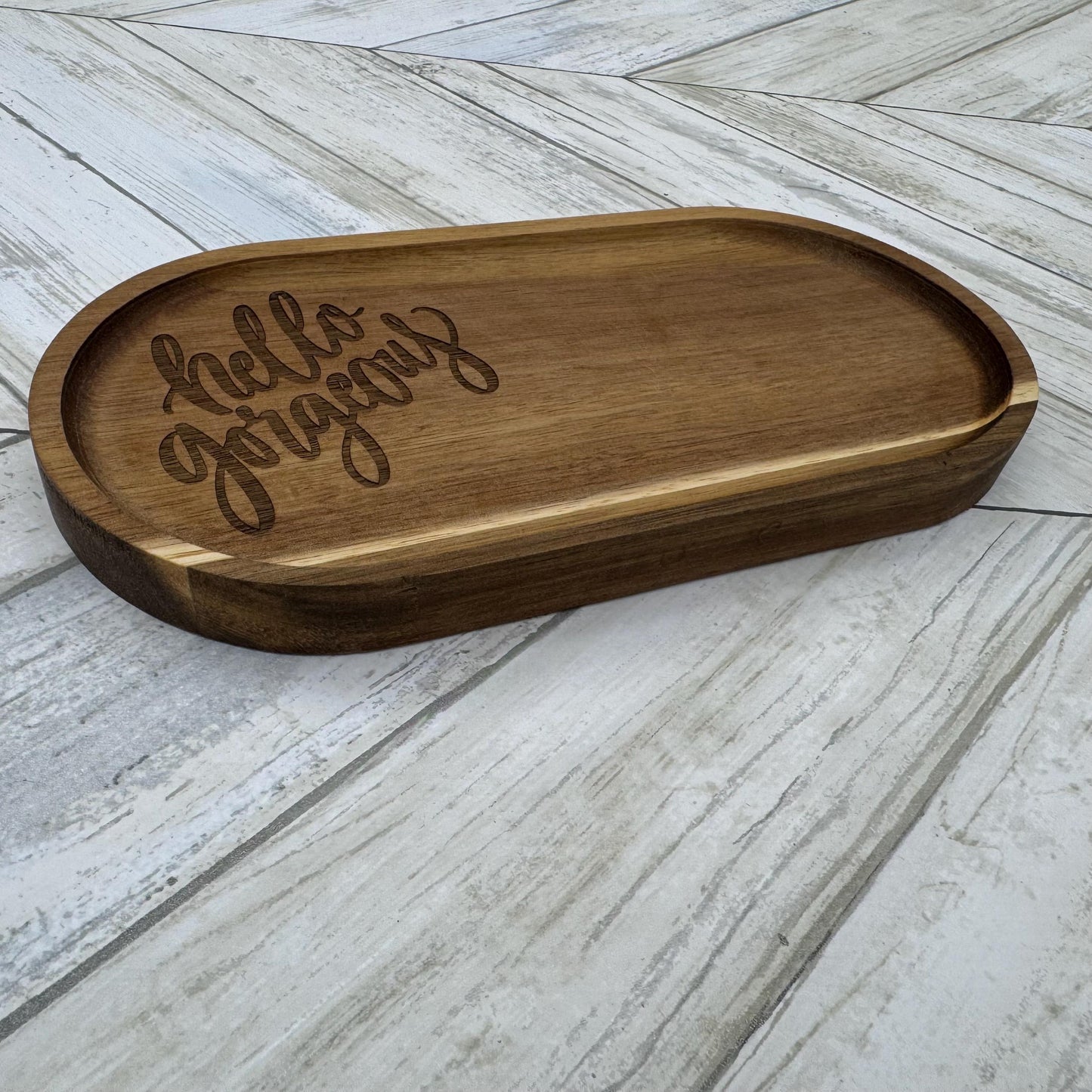 Hello Gorgeous Wood Tray, Trinket Tray, Personalized Desk Organizer, Organizer Tray, Women's Jewelry Tray, Gift for Her, Gift For Mom