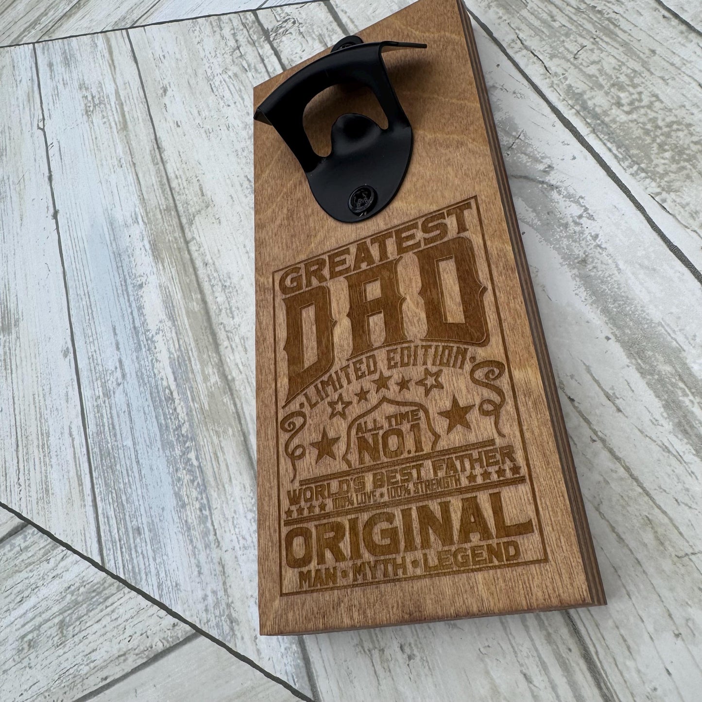 Greatest Dad Magnetic Bottle Opener, Wooden Bottle Opener Laser Engraved, New Home Gift, Wedding Favor, Gift For Him, Custom Beer Opener